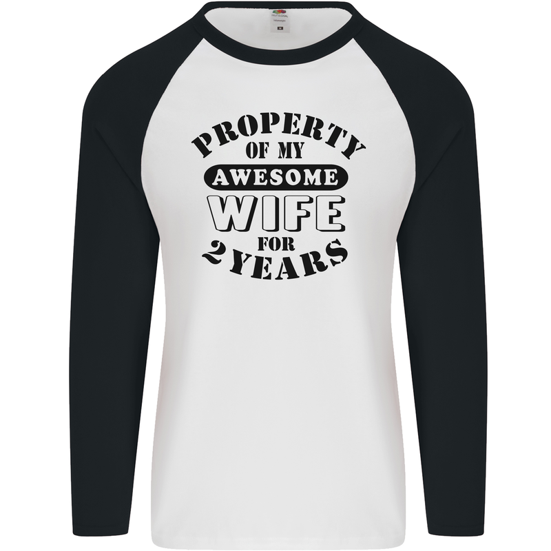 2nd Wedding Anniversary 2 Year Funny Wife Mens L/S Baseball T-Shirt White/Black