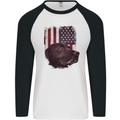 American Labrador USA Flag Dog Mens L/S Baseball T-Shirt White/Black