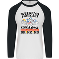 Weekend Forecast Cycling Cyclist Bicycle Mens L/S Baseball T-Shirt White/Black