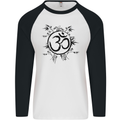 Yoga Symbol Sketch Meditation Mens L/S Baseball T-Shirt White/Black