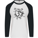 Yoga Symbol Sketch Meditation Mens L/S Baseball T-Shirt White/Black