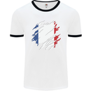 Torn France Flag French Day Football Mens Ringer T-Shirt White/Black