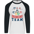 USA Drinking Team Funny Bachelor Party Beer Mens L/S Baseball T-Shirt White/Black