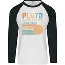 Pluto Never Forget Space Planet Astronomy Mens L/S Baseball T-Shirt White/Black