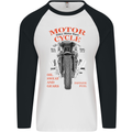 850cc Motor Race Biker Motorcycle Motorbike Mens L/S Baseball T-Shirt White/Black