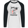 Knights Templar St Georges Day Beauseant Mens L/S Baseball T-Shirt White/Black