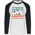 Mom Level Unlocked New Mommy Baby Born Mens L/S Baseball T-Shirt White/Black