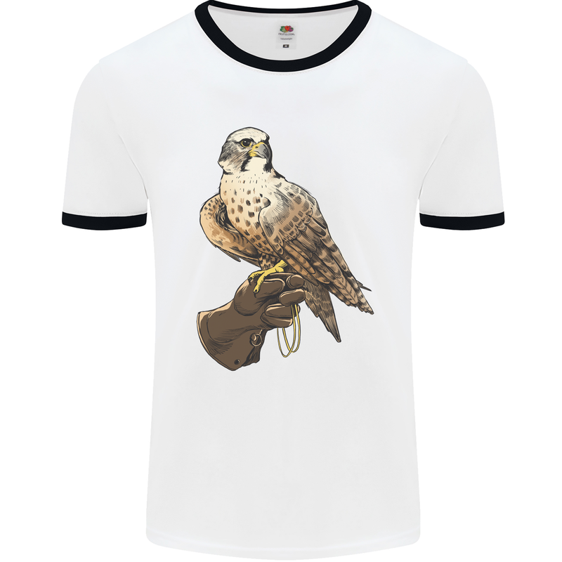 A Falcon Falconry Mens Ringer T-Shirt White/Black