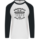 1st Wedding Anniversary 1 Year Funny Wife Mens L/S Baseball T-Shirt White/Black
