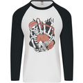 Bagpipes Skeleton Mens L/S Baseball T-Shirt White/Black