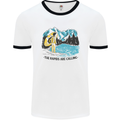 White Water Rafting Whitewater Rapids Calling Mens Ringer T-Shirt White/Black