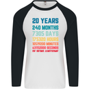 20th Birthday 20 Year Old Mens L/S Baseball T-Shirt White/Black