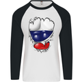 Gym Russian Flag Ripped Muscles Russia Mens L/S Baseball T-Shirt White/Black