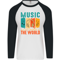 Music Can Change the World Mens L/S Baseball T-Shirt White/Black