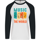 Music Can Change the World Mens L/S Baseball T-Shirt White/Black