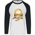 A Bearded Dragon in the Desert Sun Mens L/S Baseball T-Shirt White/Black