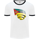 Curled Mozambique Flag Mozambican Day Football Mens Ringer T-Shirt White/Black