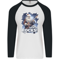 Santa Rocks Christmas Guitar Music Heavy Metal Mens L/S Baseball T-Shirt White/Black