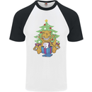 Christmas T-Rex & Unicorn Funny Xmas Gift Mens S/S Baseball T-Shirt White/Black