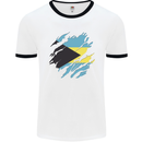 Torn Bahamas Flag Bahamians Day Football Mens Ringer T-Shirt White/Black