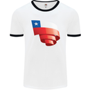 Curled Chile Flag Chilean Day Football Mens Ringer T-Shirt White/Black