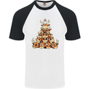 Reindeer Christmas Tree Rudolf Xmas Funny Mens S/S Baseball T-Shirt White/Black
