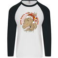 Equestrian Dear Santa Funny Horse Christmas Mens L/S Baseball T-Shirt White/Black