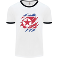 Torn North Korea Flag Korean Day Football Mens Ringer T-Shirt White/Black