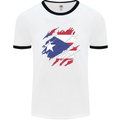 Torn Flag Pitcairn Islands Mens Ringer T-Shirt White/Black