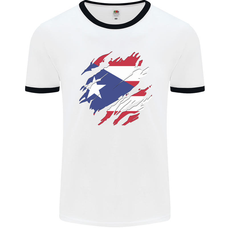 Torn Flag Pitcairn Islands Mens Ringer T-Shirt White/Black