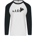 Motorbike Evolution Funny Biker Motorcycle Mens L/S Baseball T-Shirt White/Black