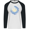 Ocean Whale & Octopus Mens L/S Baseball T-Shirt White/Black