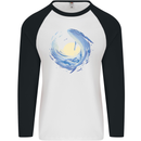 Ocean Whale & Octopus Mens L/S Baseball T-Shirt White/Black