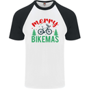 Merry Bikemass Funny Cycling Bicycle Xmas Bike Mens S/S Baseball T-Shirt White/Black