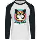 Fragile Skin Strong Spirit Butterfly Mens L/S Baseball T-Shirt White/Black