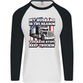 Truck Driver Funny USA Flag Lorry Driver Mens L/S Baseball T-Shirt White/Black