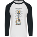 Guitar Beach Acoustic Holiday Surfing Music Mens L/S Baseball T-Shirt White/Black