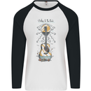 Guitar Beach Acoustic Holiday Surfing Music Mens L/S Baseball T-Shirt White/Black