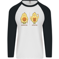 Avocado Gym Funny Fitness Training Healthy Mens L/S Baseball T-Shirt White/Black