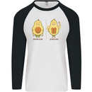 Avocado Gym Funny Fitness Training Healthy Mens L/S Baseball T-Shirt White/Black