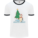 Santa Miau Funny Christmas Cat Xmas Meow Mens Ringer T-Shirt White/Black