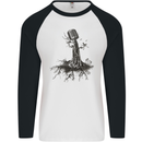 Microphone Tree Music Singing Singer Mens L/S Baseball T-Shirt White/Black
