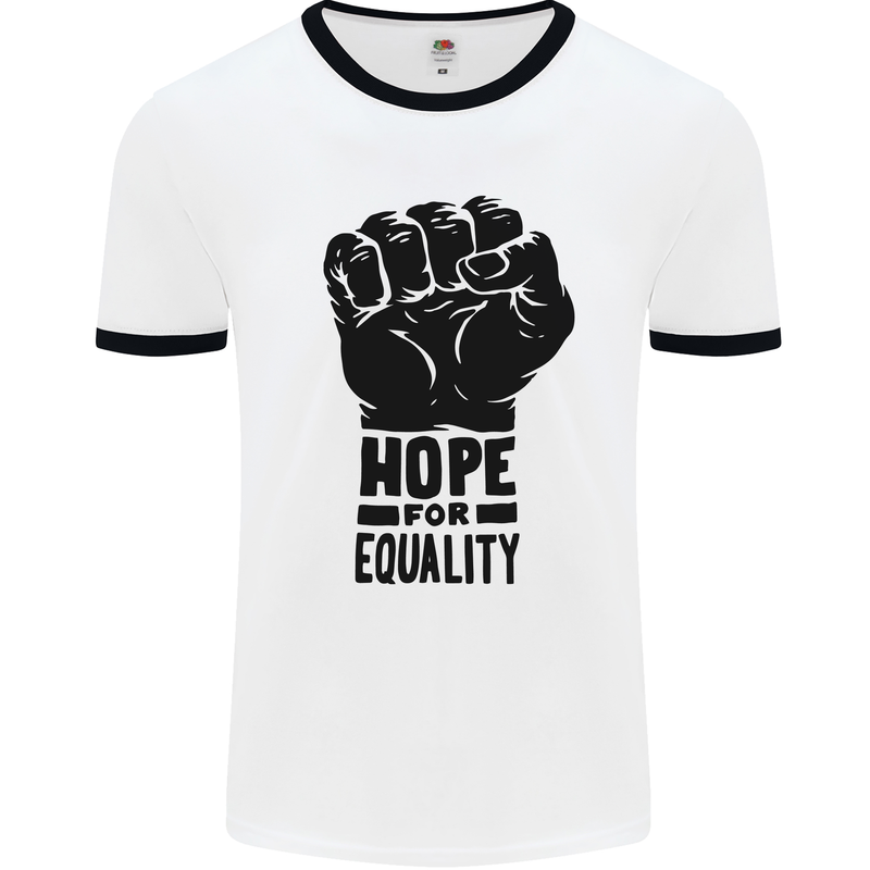 Hope for Equality Black Lives Matter LGBT Mens Ringer T-Shirt White/Black