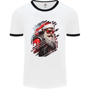 Cyberpunk Santa Claus Christmas Xmas Mens Ringer T-Shirt White/Black