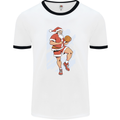 Christmas Basketball Santa Xmas Mens Ringer T-Shirt White/Black