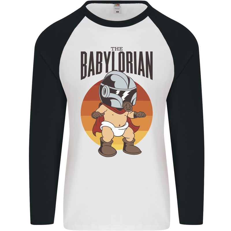 Babylorian Funny Baby Toddler Infant Parody Mens L/S Baseball T-Shirt White/Black