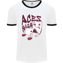 Aces High Funny Poker Weed Cannabis Pot Mens Ringer T-Shirt White/Black