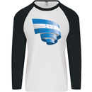 Curled Honduras Flag Honduran Day Football Mens L/S Baseball T-Shirt White/Black