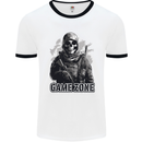 Game Zone Special Forces Video Game Skull Mens Ringer T-Shirt White/Black