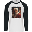 Black Santa's Got Soul Christmas Xmas Mens L/S Baseball T-Shirt White/Black